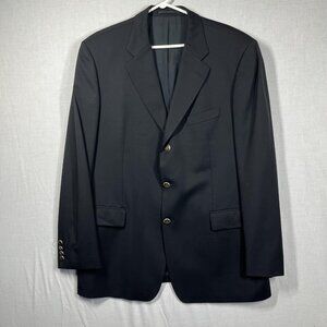 Hugo Boss Blazer Mens 44 Black Super 100 Wool Classic Fit Sport Coat Jacket
